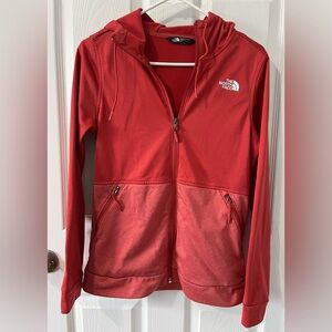 The North Face full zip hoodie. Sz Small. Deep coral.
